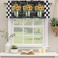 thumbnail image 3 of 2 Panels Sunflower Vintage Valance for Windows, Farmhouse Floral Black Checkered Light Filtering Kitchen Curtains, Rod Pocket Window Treatment Curtain Valances for Living Room Bedroom, 42"x12", 3 of 9