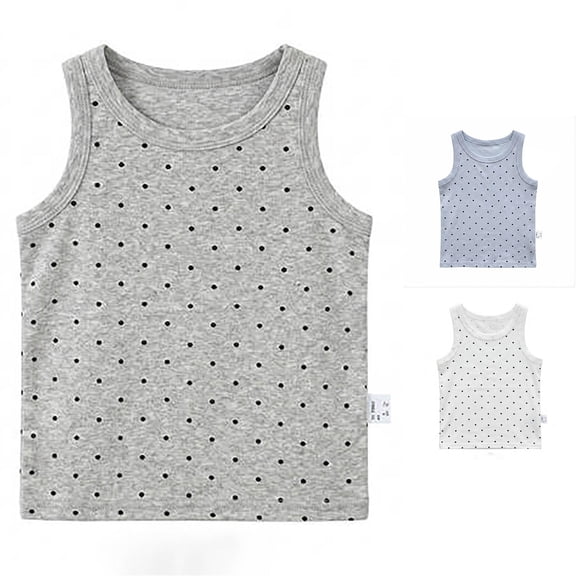 LIIPEE Kids Polka Dot Printed Basic Tank Tops For Girls Sleeveless Crew Neck Casual Breathable Cute Summer Tops,13-14 Years