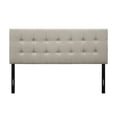 thumbnail image 2 of King Button-Tufted Headboard in Light Grey Beige Taupe Upholstered Fabric, 2 of 3