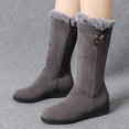 thumbnail image 5 of Tao Tao Women's Winter Fashion Mid-Calf Snow Boots,New Warm Faux Fur-Lined Non-Slip Side Zip Suede Leather Tall Boots Gray 40, 5 of 5