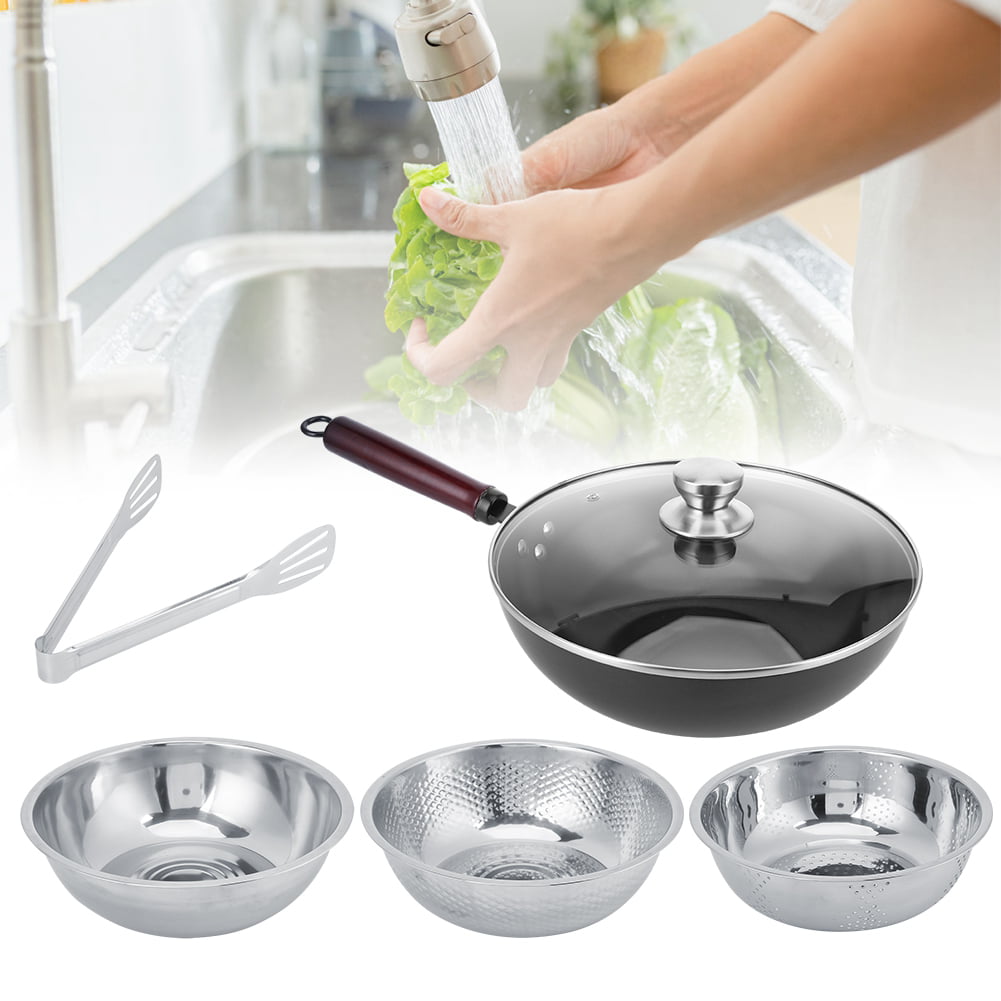 Details about   Stainless Frying Pan Kitchenware Tools Non-stick Skillets Gas Induction Cooking 