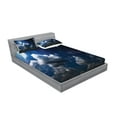 thumbnail image 2 of Ambesonne Space Fitted Sheet & Pillow Sham Set, Moon Clouds Stars Night, Queen, Dark Blue White, 2 of 2