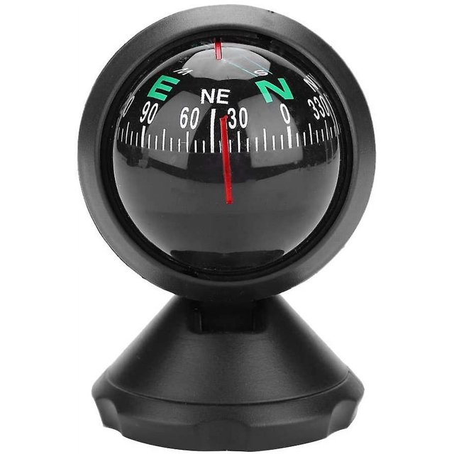 Brújula de bola para coche, mini brújula de visión nocturna de bola ajustable negra para barco/barco marino/camión/caravana JM