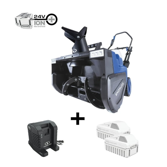 Open Box Snow Joe IONMAX Cordless Snow Blower with Electric Engine Type, 24V, Blue, 24V-X2-SB22