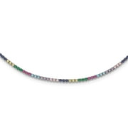 925 Sterling Silver Chokers Necklace Chain Prizma 12 inch Colorful CZ Choker with 3 Extender 2.32 mm