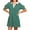 Dark Green, variant on Stripe Printing Women Short Sleeve V Neck Casual Mini Shirt Dresss
