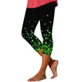 thumbnail image 2 of UVEASISHA Workout Bottoms for Women St Patricks Day Black Base Shamrock Glitter Printed Capri High Waisted Tummy Control Buttery Soft Running Tights Green 3XL, 2 of 5