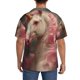 thumbnail image 3 of Fotbe Haired White Horse Camisa Estampada de Manga Corta para Hombre, Casual de Verano, Estilo Playero, Sin Arrugas-3X-Large, 3 of 5