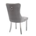 thumbnail image 4 of Tcbosik Velvet Dining Chairs Set of 2, Kitchen & Dining Room Chair with Button Tufted Back, Mid Century Modern Upholstered Accent Chair with Metal Legs, Gray & Silver, 4 of 9