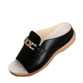 thumbnail image 2 of Xdegoge Mules for Women Wedge Slide Sandals Peep Toe Classic Horsebit Hardware Backless Slip On Dressy Casual Office Summer Comfort Daily Walking Shoes, 2 of 6