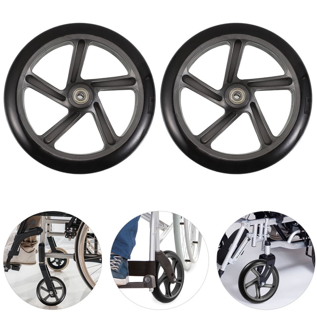 HONMEET 2Pcs Universal PU Replacement Wheels for Wheelchairs and Walkers with Quiet Smooth Rolling