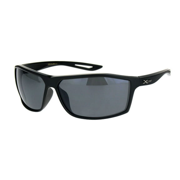 Mens Xloop Sport Rectangular Warp Large Plastic Sunglasses Matte Black