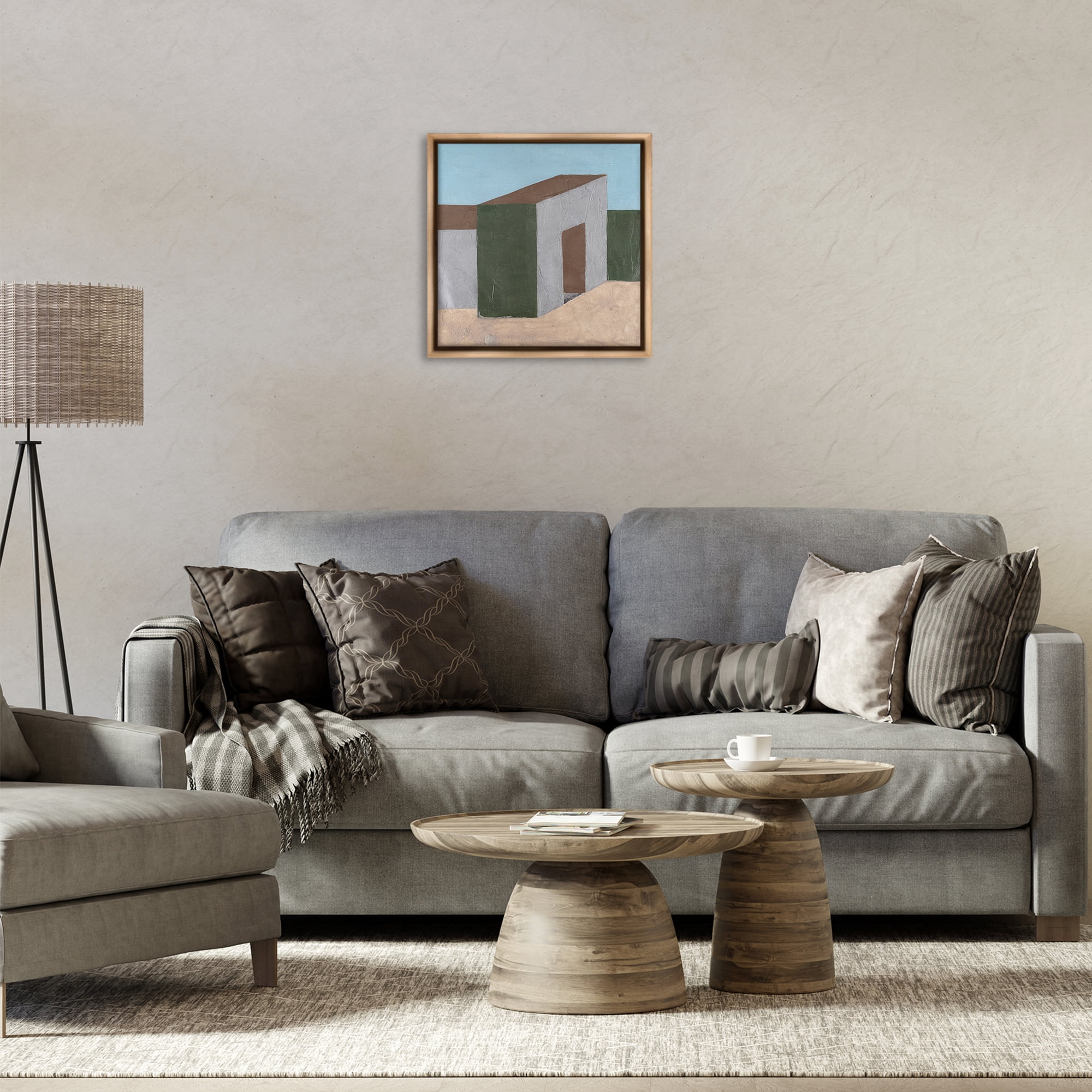 Stupell Industries Rustic Desert Building Buildings & Architecture Painting Brown Floater Framed Canvas Art Print Wall Art, 18 x 18