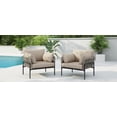 thumbnail image 4 of Set of 2 Beige 36 Inch Iron Lounge Chairs with Rope Weave Back and Plush Cushions for Indoor Outdoor Use, 4 of 9