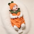 thumbnail image 2 of JFOPQVSM 2Pcs Halloween Toddler Pumpkin Orange Cute Party Jumpsuit with Pumpkin Hat (0-24 Months), 2 of 7