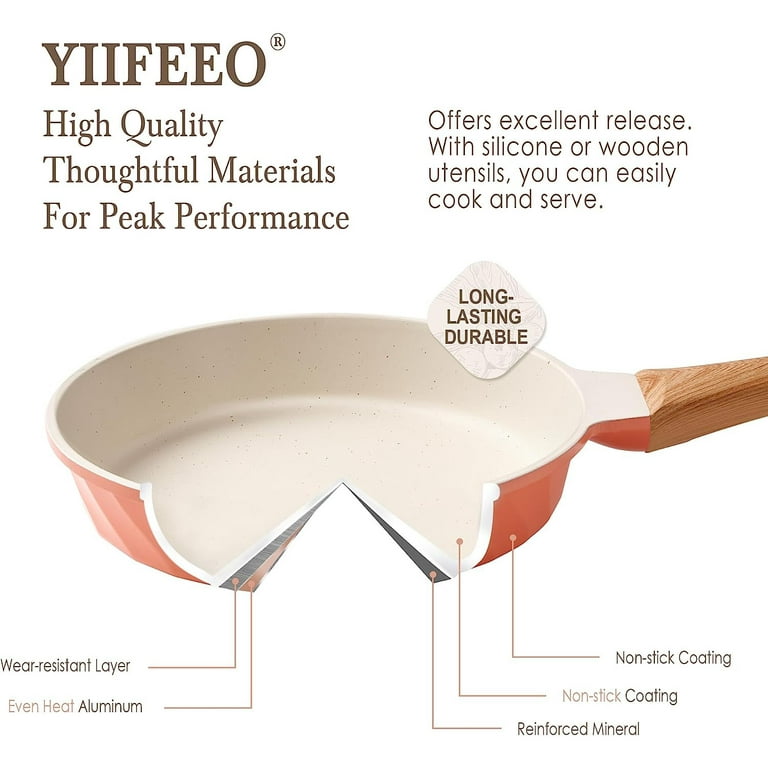 YIIFEEO Nonstick Frying Pan Set, Granite Skillet Set with 100