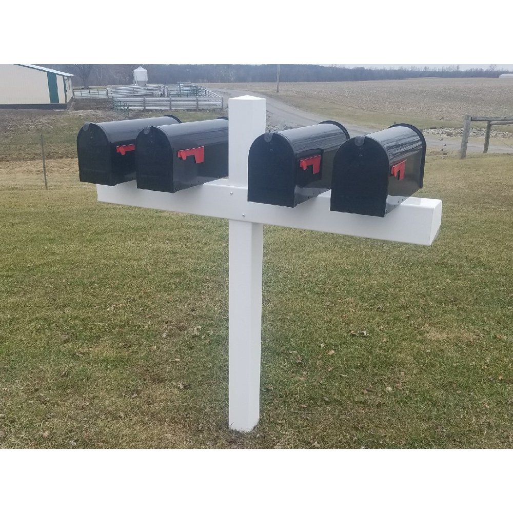 Handy Post for 4 Mailboxes, Lifetime Warrantied, White, Vinyl, Sleeve