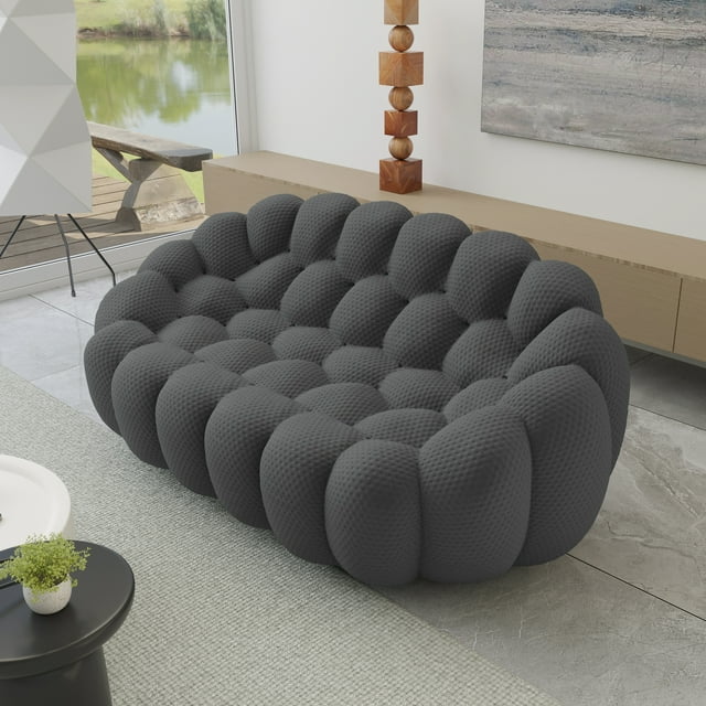 The Magic Home Causeuse Courbée à Bulles de 80 Pouces, Gris Foncé