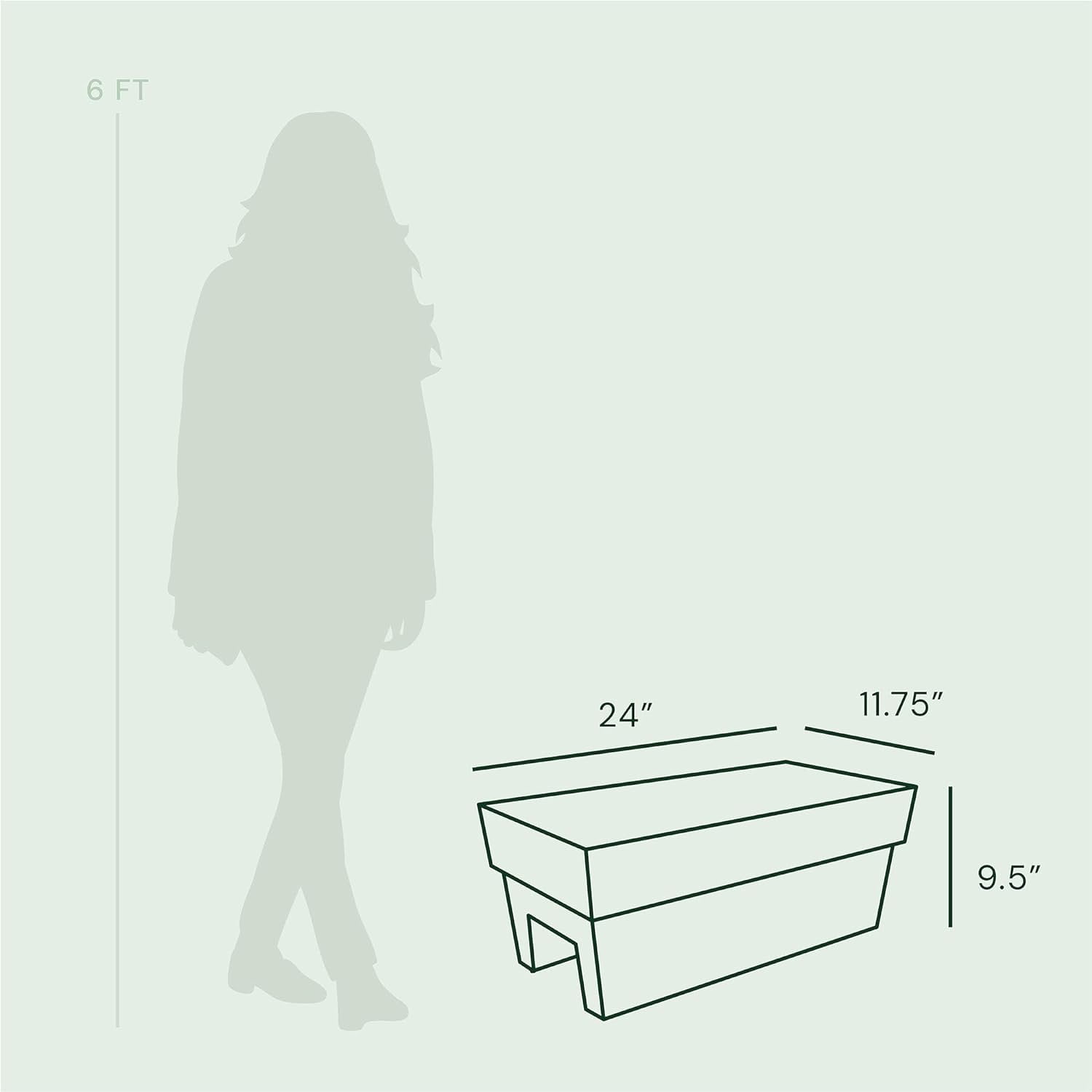 Bloem Finley 24" Deck Rail Rectangle Planter Window Boxes, Casper White