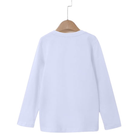 Cethrio Kids Boys Long Sleeve T-shirts Casual Cotton Crewneck Pullover Fall Tops White Size 3T