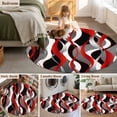 thumbnail image 4 of Round Area Rug 3.3ft, Red Stripe Non-slip Area Rugs for Living Room/Bedroom/Bathroom/Kitchen, Grey White Ombre Geometric Modern Abstract Washable Throw Floor Mat Indoor Outdoor Entrance Doormat, 4 of 9