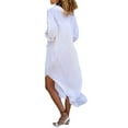 Womens Bikini Bathing Suit Cover Up Long Dress Button Down Long Sleeve