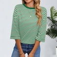thumbnail image 5 of Tops Y Blusas de Manga 3/4 de Mujer Tops de Verano de Manga 3/4 de Mujer Moda Casual Raya Cuello Redondo 3/4 de Manga Blusas Camisas Top, 5 of 5