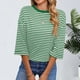 thumbnail image 5 of Tops Y Blusas de Manga 3/4 de Mujer Tops de Verano de Manga 3/4 de Mujer Moda Casual Raya Cuello Redondo 3/4 de Manga Blusas Camisas Top, 5 of 5