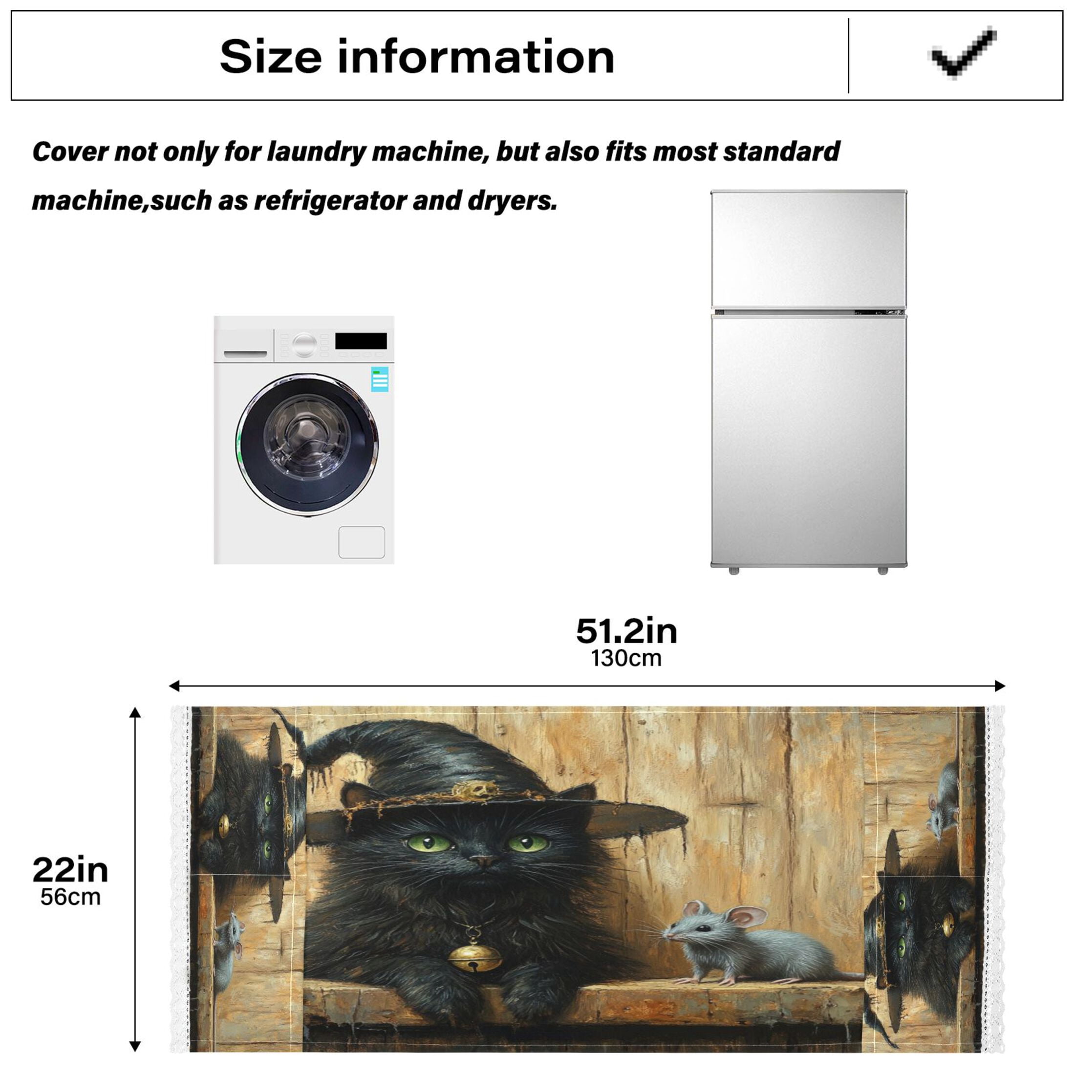 WOBOGO Black Cat Meet Gray Mouse Washing Machine Cloth Dryer Refrigerator Top Cover Protective Non-Slip Mat For Kitchen Laundry