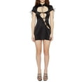 thumbnail image 2 of Coduop Women's Bodycon Cut Out Mini Dress Mock Neck Short Sleeve Bandage Dress Party Club Dress, 2 of 7