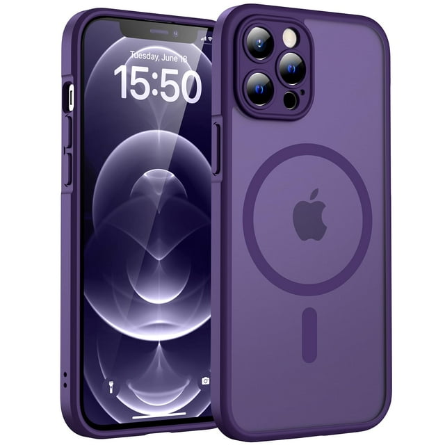 Funda magnética TOCOL para iPhone 12 Pro Max de 6.7 pulgadas, color morado