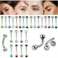 thumbnail image 2 of HOOUN 1pc Women Eyebrow Circular Nail Body Piercing Jewelry Stainless Steel Nail Rings-White, 2 of 9