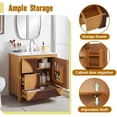 thumbnail image 3 of 30 Inch Mid-Century Modern Bathroom Vanity with Sink - Freestanding Artistic Wood Cabinet with 3 Drawers & Soft-Close Door, Two-Tone Fluted Panel Design, Solid Wood & MDF Build,, 3 of 6