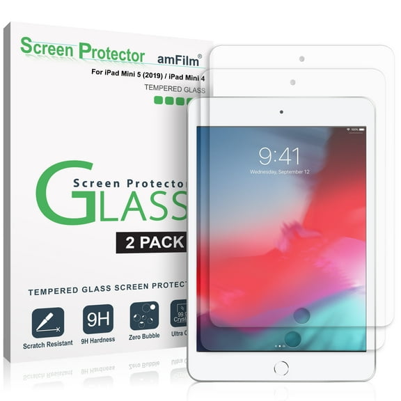 amFilm Screen Protector for iPad Mini 5 / Mini 4 (2 Pack), Full Cover Tempered Glass Screen Protector for Apple iPad Mini 5 / Mini 4