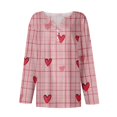 thumbnail image 4 of Valentines Shirts for Women Long Sleeve Button V- Neck Casual Tops 2026 Plus Size Tees Heart Graphic Henley T Shirts, 4 of 5