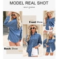 thumbnail image 4 of Blusa elegante de mezclilla para mujer, cuello en V, manga larga, azul, 4 of 6
