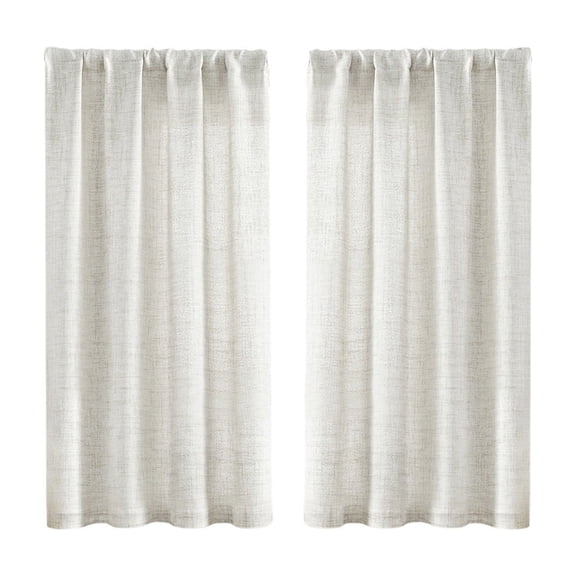 2 Pcs Short Curtains for Window,Light Filtering Thermal Insulated Easy Assembly Curtain Panel for Kitchen Bedroom Dormroom,Beige