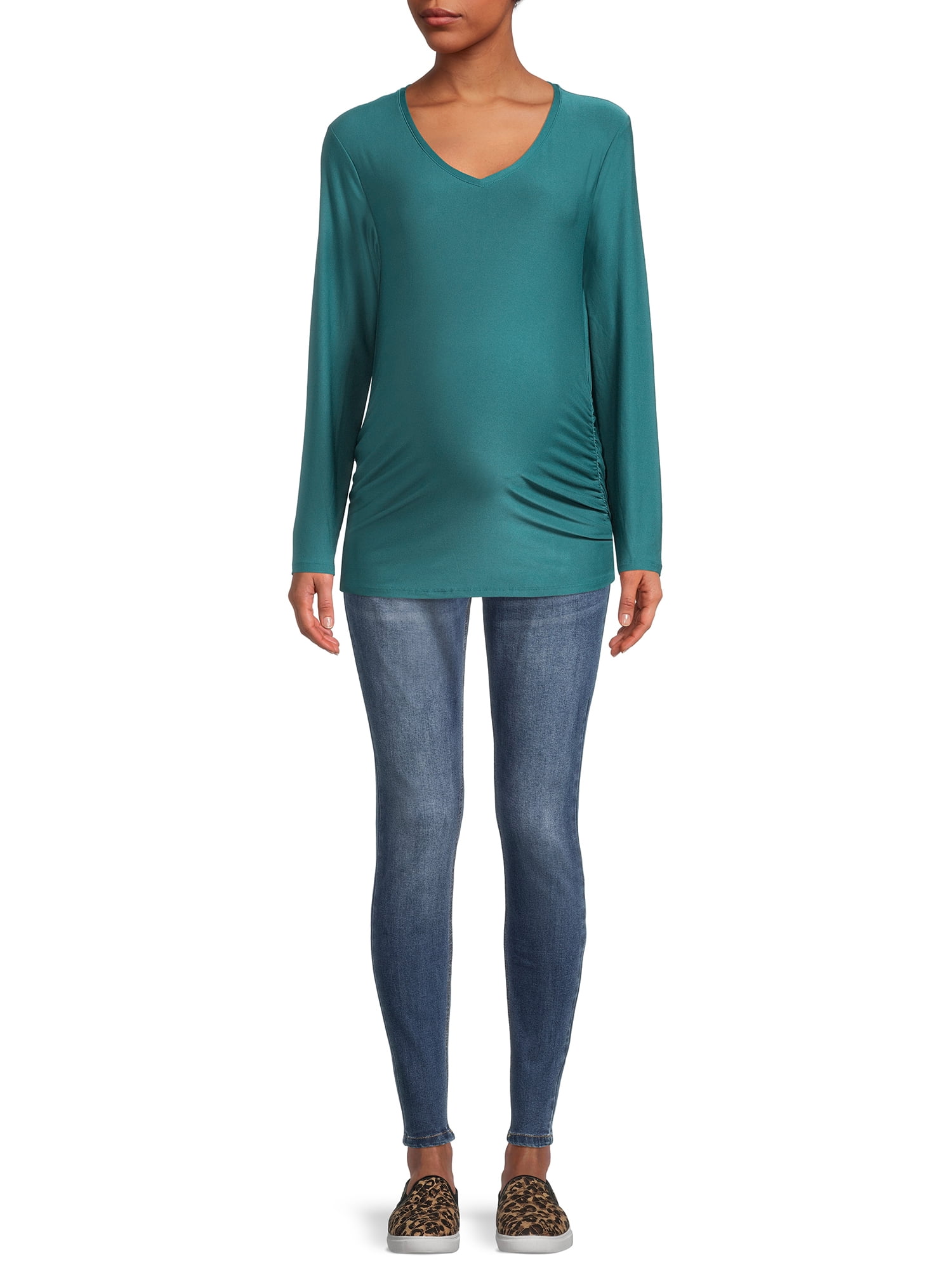 Time and Tru Women's Maternity Long Sleeve V-Neck T-Shirt