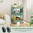 thumbnail image 6 of 3 Tier Rolling Cart with Wooden Top, Metal Pegboard & Drawer for Kitchen, Bathroom, Office, 6 of 8