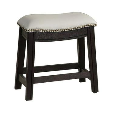 Curved Leatherette Stool with Nailhead Trim Set of 2 Gray - Saltoro Sherpi