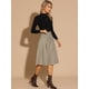 thumbnail image 4 of Falda Vintage de Tela de Cuadros para Mujer Allegra K Midi Talle Alto Marrón S, 4 of 5