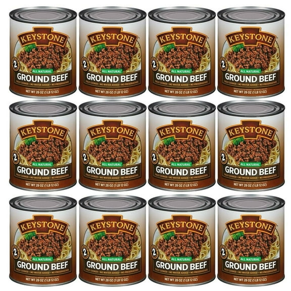 (12 Cans Pack) Keystone All Natural Ground Beef 28 oz Can Emergency Survival Food For Camping Hiking and Backpacking ✅