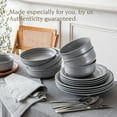 thumbnail image 3 of over&back Rim Dinnerware Set - Stoneware Dishes - Comes with 4 Dinner Plates, 4 Cereal Bowls, and 4 Dinner Bowls - 12-Piece All-Occasion Place Settings - Serves Four - Semi-Matte Charcoal, 3 of 6