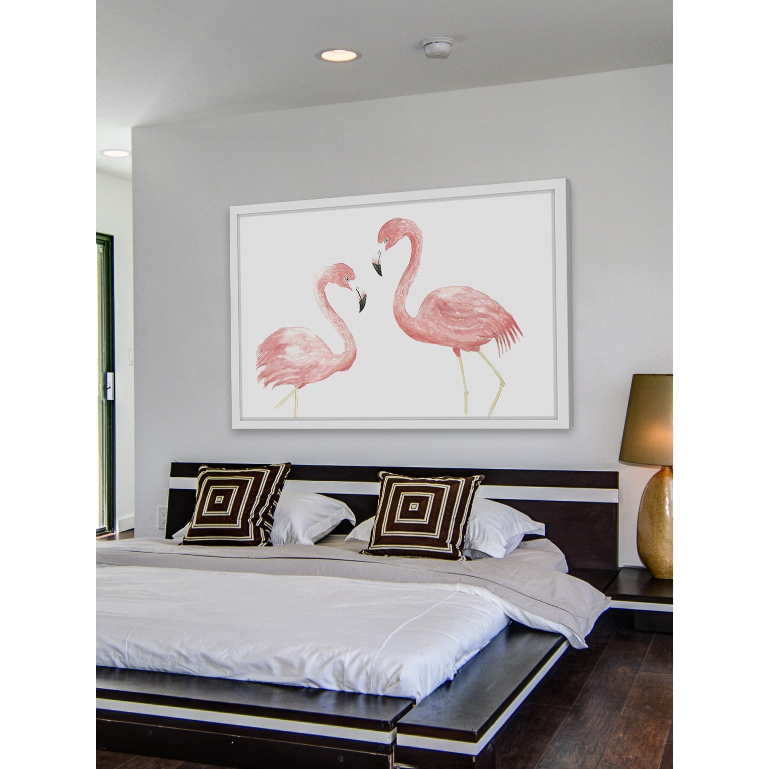 "Flamingo Courtship" Framed Painting Print