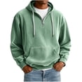 thumbnail image 2 of JUUYY Men's Quarter Zip Pullover Hoodies with Pocket Loose Fit Long Sleeve Casual Half Zipper Hooded Sweatshirt Fall Winter Outfit Mint Green XXXL, 2 of 6