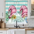thumbnail image 4 of Pink Gnomes Summer Kitchen Window Curtains, Swag Curtains Valance for Bedroom Living Room Bathroom, Tropical Leaves Aqua Stripes Rod Pocket Window Treatment Curtain Block Drapes 2 Panels 28"x36", 4 of 9
