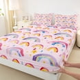 thumbnail image 3 of Manfei Watercolor Rainbow Child Bed Sheets, Cartoon Stars Print King Sheets, Chic Artwork Sheet Set, Lightweight Room Decor, 4pcs, 3 of 7