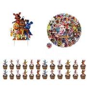 25pcs Freddy Nights Cake Cupcake Decorations 100pcs Five Nights Stickers for Freddy's Theme Birthday Party Decor