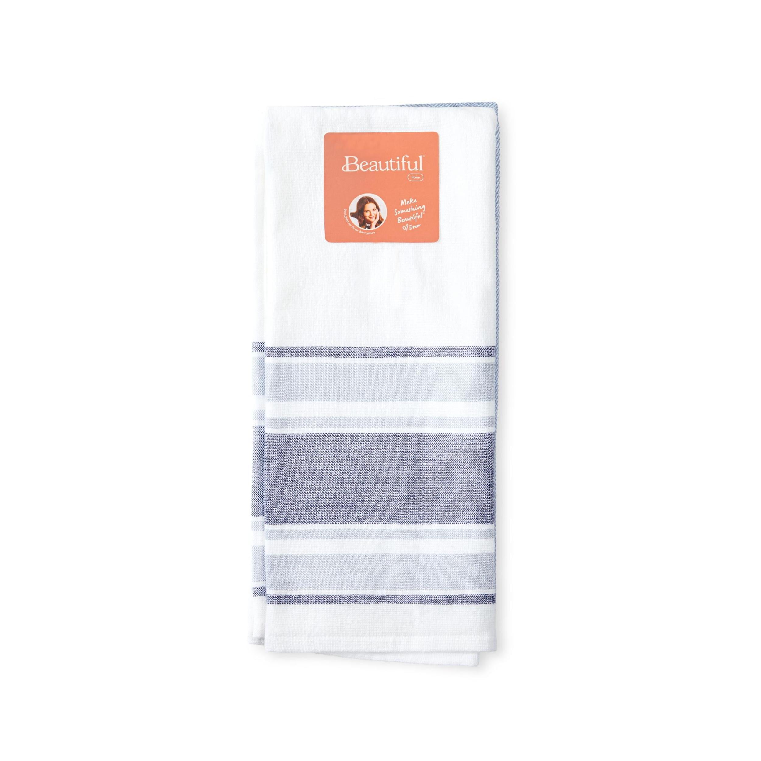 Beautiful Home by Drew Barrymore 2-Piece Yarn Dyed Kitchen Towel Set, Cornflower Blue, 20"W x 30"L