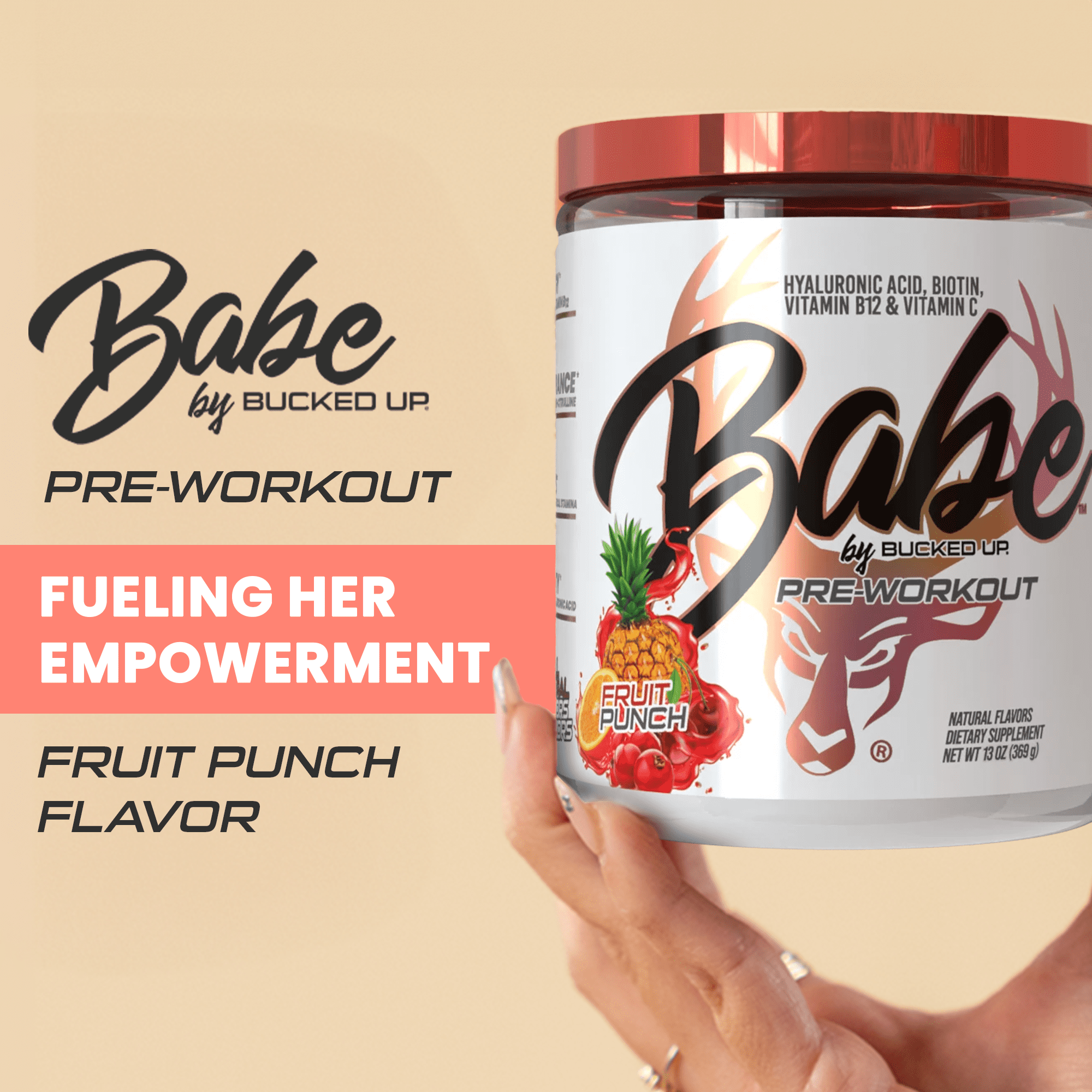 Bucked Up Babe Pre-Workout Powder, Fruit Punch, 30 Servings
